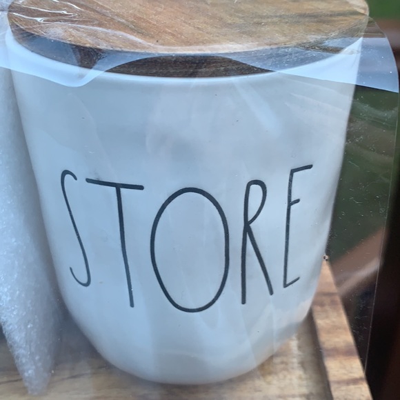 New Rae Dunn HOLD / KEEP / STORE canister set on wooden stand. - Picture 5 of 9